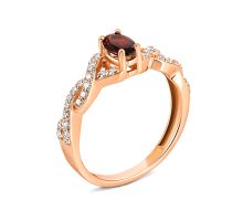 Золотое кольцо с гранатом и фианитами (КД4255гр)
