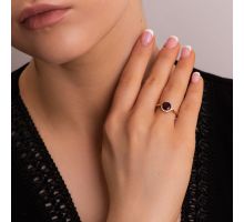 Золота каблучка з гранатом і фіанітами Золотий Вік (к427пр): купить