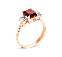 Золотое кольцо с гранатом и фианитами Золотой Век (к893пр)