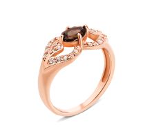Золотое кольцо с раухтопазом и фианитами Золотой Век (530080/01/0/5433 (530080/раух с)