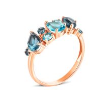 Золотое кольцо с топазом swis и лондон-топазом (к657тл)