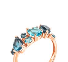 Золотое кольцо с топазом swis и лондон-топазом (к657тл): купить