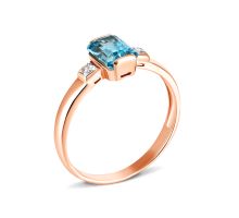 Золотое кольцо с топазом swiss и фианитами (к656тс)