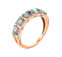 Золотое кольцо с топазом swiss и фианитами Золотой Век (к454тс)