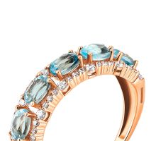 Золотое кольцо с топазом swiss и фианитами Золотой Век (к454тс): купить