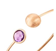 Золотой жесткий браслет с аметистом (б453ам): купить