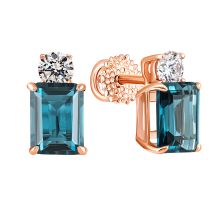 Золотые пуссеты с лондон-топазом и фианитами (с843тл)