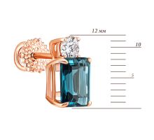 Золотые пуссеты с лондон-топазом и фианитами (с843тл): купить