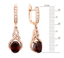 Золотые серьги-подвески с гранатом и фианитами Золотой Век (50321/01/0/5275): купить