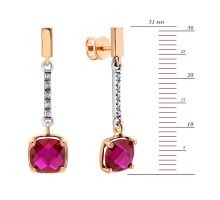 Золотые серьги-подвески с рубином и фианитами (С4260GКРуб): купить