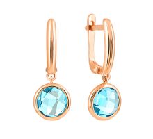 Золотые серьги-подвески с топазом swiss (с443тс)