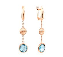 Золотые серьги-подвески с топазом swiss (с453тс)