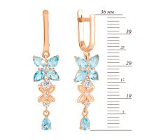 Золотые серьги-подвески с топазом swiss Золотой Век (с661тс): купить