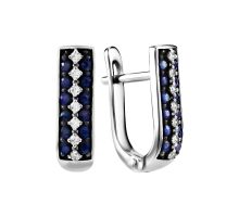 Золотые серьги с сапфирами и бриллиантами (520096/02/1/10405)