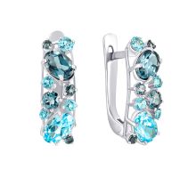 Золотые серьги с топазом swis и лондон-топазом (с652тл/1)