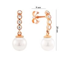 Золотые пусеты с жемчугом и фианитами (2/50/513): купить