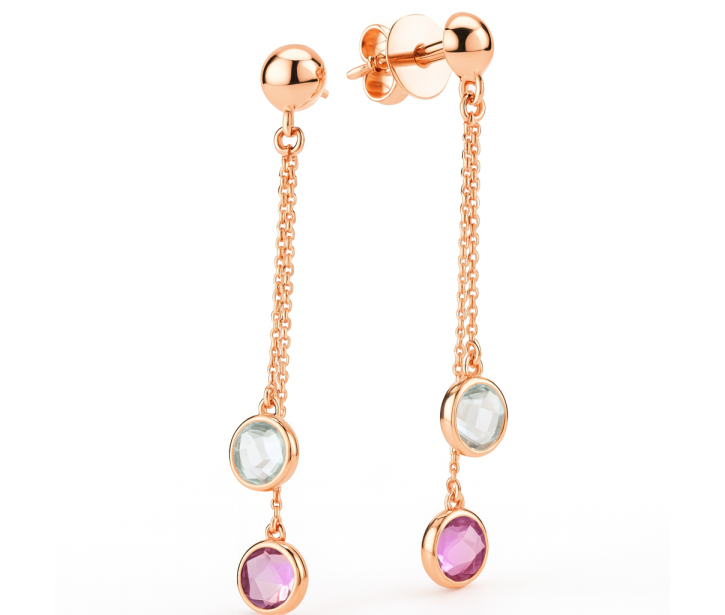 Золотые серьги-подвески с кварцем (2/50/341): недорого