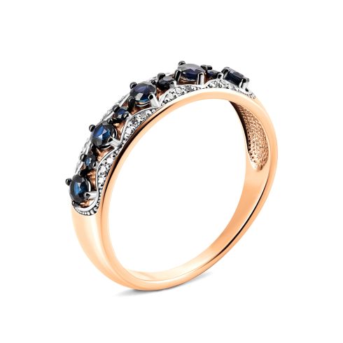 Золотое кольцо с бриллиантами и сапфирами (800073/01/1/9905)