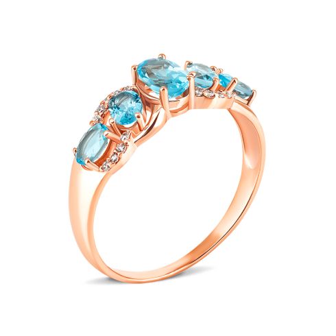 Золотое кольцо с топазом swiss и фианитами (к655тс)