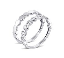 Наборное двойное серебряное кольцо с фианитами Золотой Век(КВ2517)