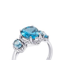 Серебряное кольцо с кварцем London blue и фианитами (1748/1р-QLB): купить