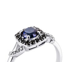 Серебряное кольцо с сапфиром и фианитами (1563/1р-HSPH): купить