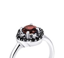 Серебряное кольцо с гранатом и фианитами (1540чб/1р-GARN): купить