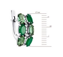 Срібні сережки з зеленим агатом, зеленим кварцом і фіанітами (2944/9р-GRAGQG): купить
