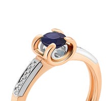 Золотое кольцо с бриллиантами и сапфиром (12077SAPH): купить